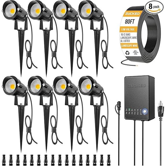 ZUCKEO 8-Pack Landscape LED Lights with Transformer