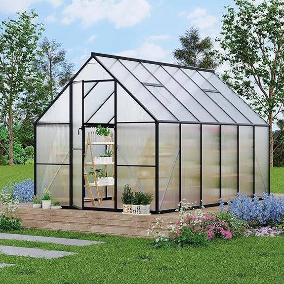 8x10 FT Aluminum Greenhouse with Vent