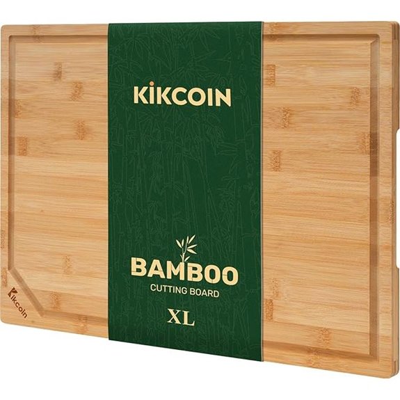 Kikcoin Large Bamboo Cutting Board with Juice Groove