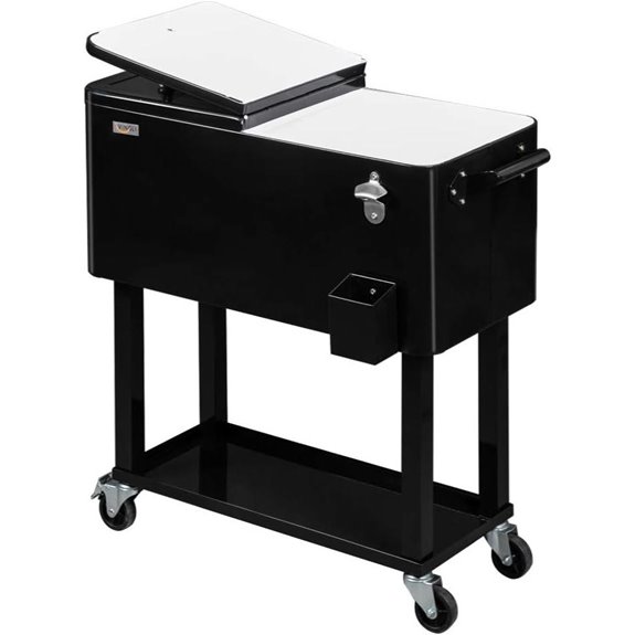 VINGLI 80 Quart Rolling Ice Chest with Shelf