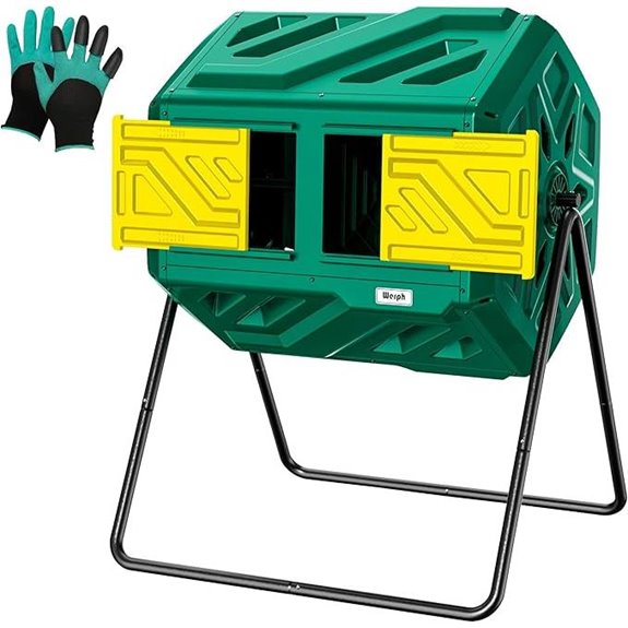 43-Gallon Compost Bin with Gloves and Dual Chambers