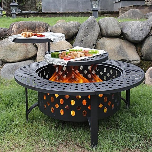 42-Inch Fire Pit with 2 Grills and Table