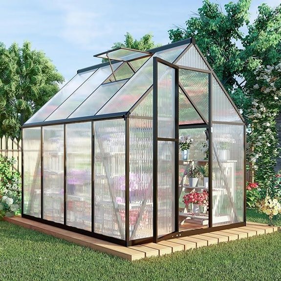 6 x 8 FT Aluminum Greenhouse for Outdoors