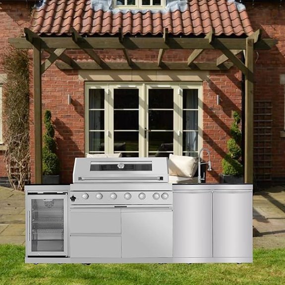 Overisized Modular Outdoor Kitchen Bar with Grill and Sink