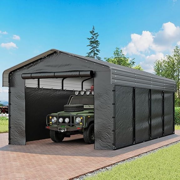 Heavy Duty Metal Carport 12x20FT with Sidewalls