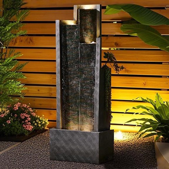 Outdoor Water Fountain with LED Lights