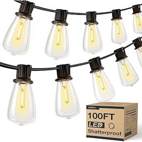 Addlon 100FT Waterproof Outdoor String Lights with Bulbs