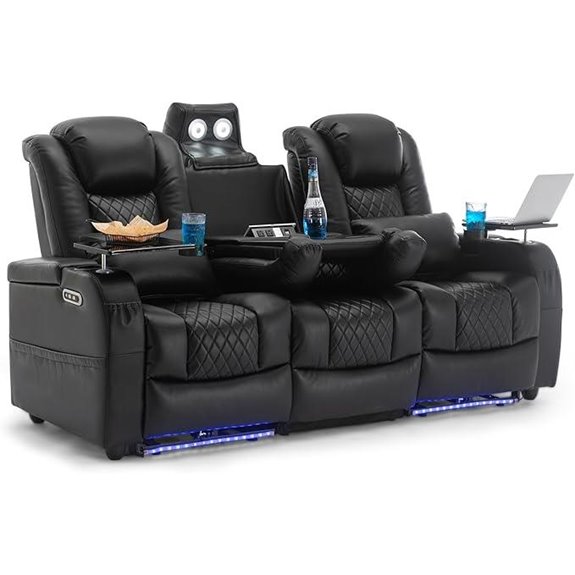 Home Theater Seating with Lights and Tray Table