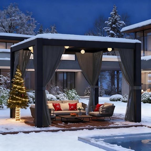 LVUYOYO 10'x10' Aluminum Pergola with Curtains