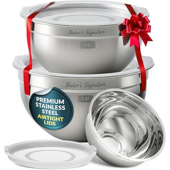 Baker's Signature Stainless Steel Mixing Bowls Set of 3