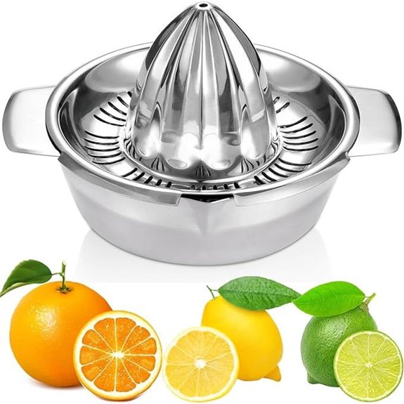 Manual Citrus Juicer with Strainer and Pour Spouts