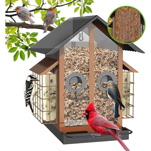Metal Bird Feeder with Double Suet Cage 4L Capacity