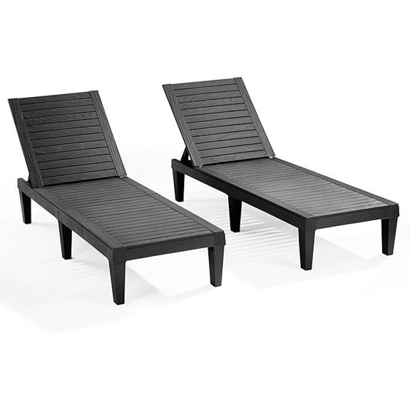 Nestl Black Patio Lounge Chairs Set of 2
