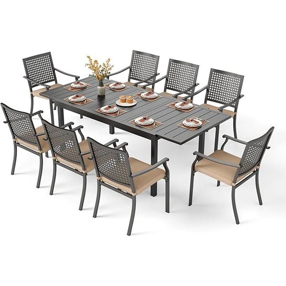 PHI VILLA 9-Piece Outdoor Dining Set with Chairs
