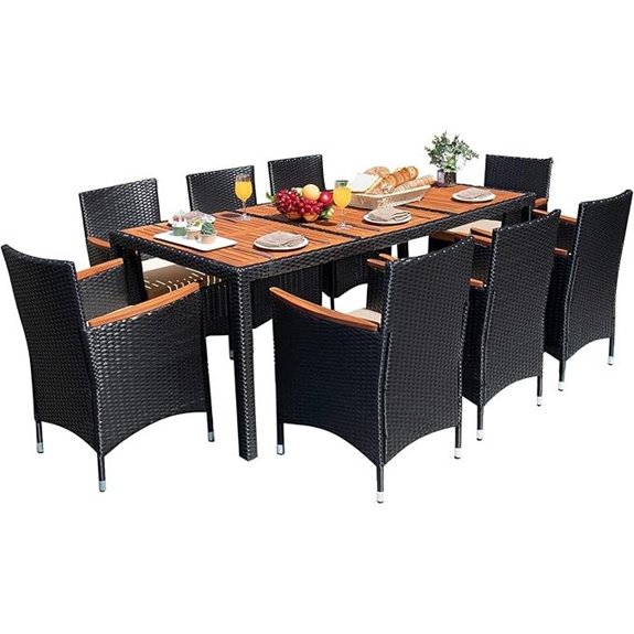 Devoko 9-Piece Outdoor Patio Dining Set with Wicker