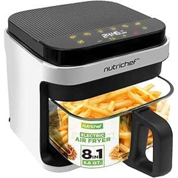 Nutrichef 5.8 qt Air Fryer with Presets and Transparent Bowl