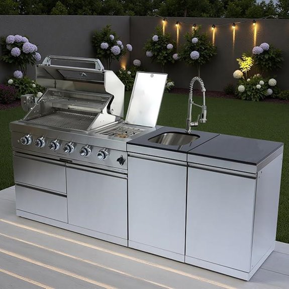 BBQ Island Outdoor Kitchen with Grill and Sink