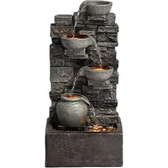 Teamson Outdoor 4-Tier Cascading Water Fountain with Lights