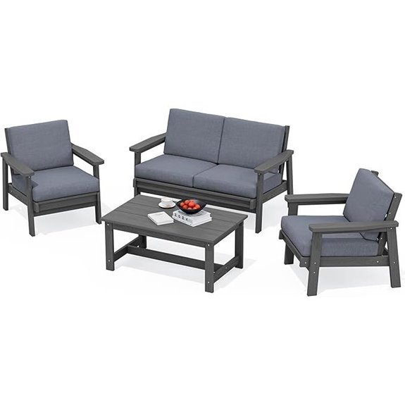 SERWALL 4-Piece Outdoor Furniture Set with Cushions