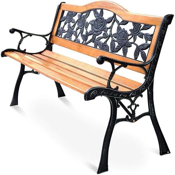 AFSTAR Outdoor Garden Bench with Cast Backrest
