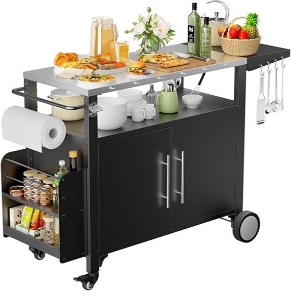 ROOMTEC Outdoor Grill Cart with Storage and Wheels