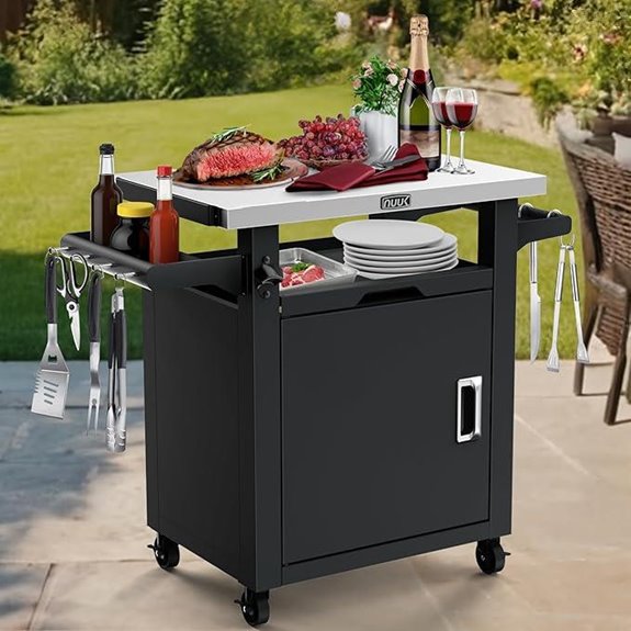 Nuuk Outdoor Grill Table with Storage and Wheels