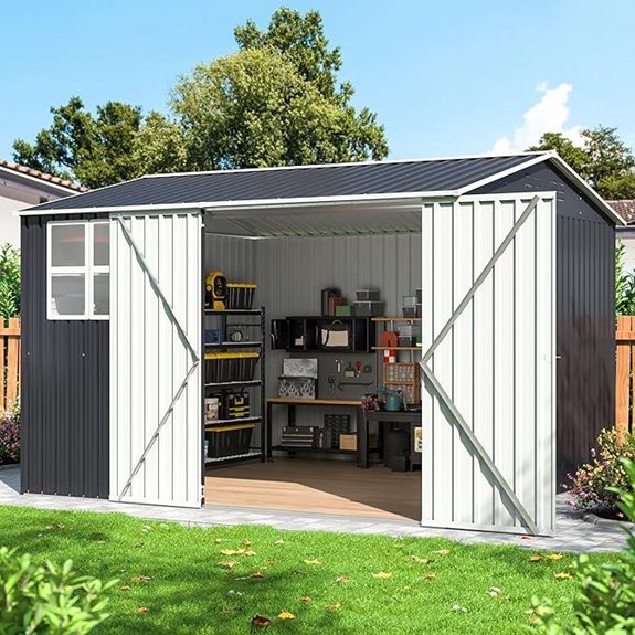 10x10 ft Outdoor Metal Garden Storage Shed