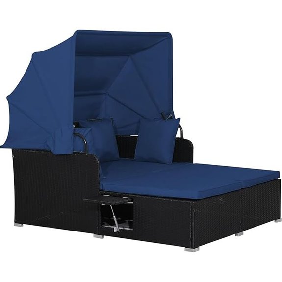 RELAX4LIFE Outdoor Patio Daybed with Canopy and Cushions