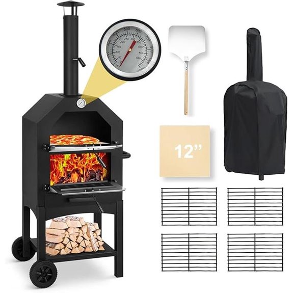 Outdoor Wood-Fired Pizza Oven with Accessories