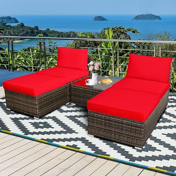 HAPPYGRILL 5-Piece Outdoor Rattan Lounge Set