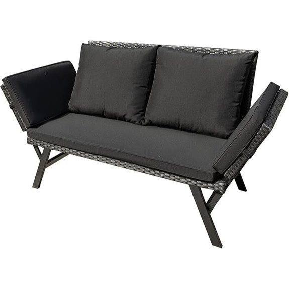 Greesum Outdoor Rattan Sofa & Convertible Daybed