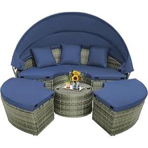 Tangkula Outdoor Round Daybed with Canopy
