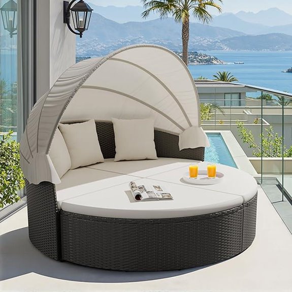 Devoko Outdoor Round Patio Daybed with Canopy