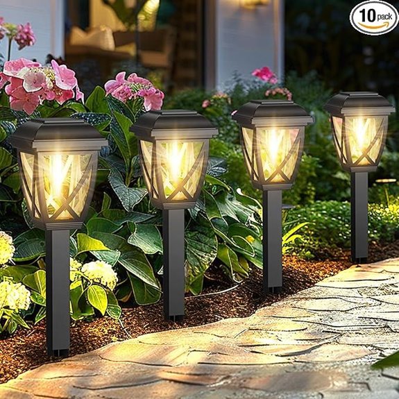 Derynome Solar Pathway Lights 10 Pack Waterproof Outdoor