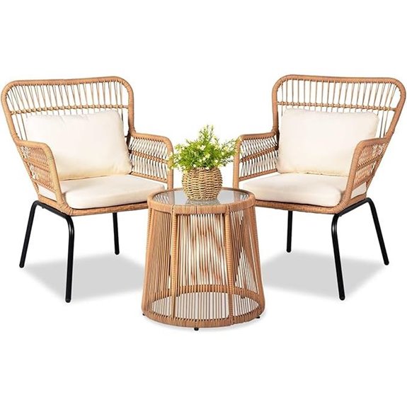 3-Piece Outdoor Wicker Bistro Set for Patio