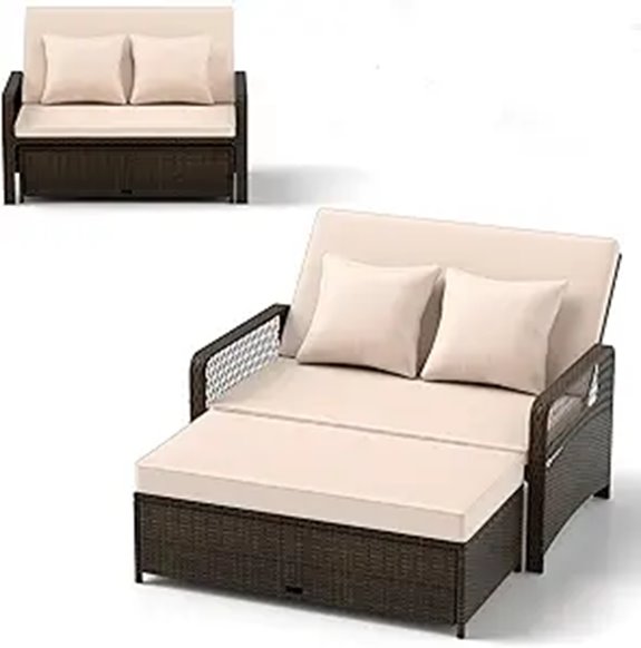 RELAX4LIFE Outdoor Wicker Daybed with Cushions