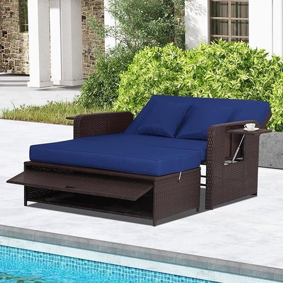 Nightcore Outdoor Wicker Daybed with Adjustable Backrest