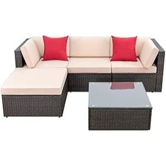 Devoko 5-Piece Outdoor Wicker Patio Furniture Set