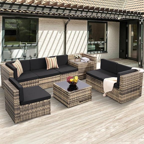 Outdoor Wicker Rattan Patio Furniture Set with Storage