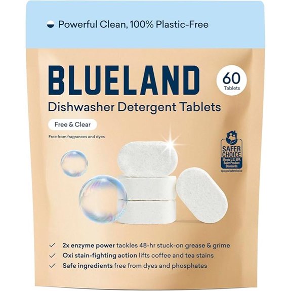 BLUELAND Plastic-Free Dishwasher Detergent Tablets (60 Count)