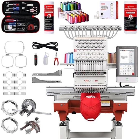 Poolin EOX 15-Needle Embroidery Machine with Accessories