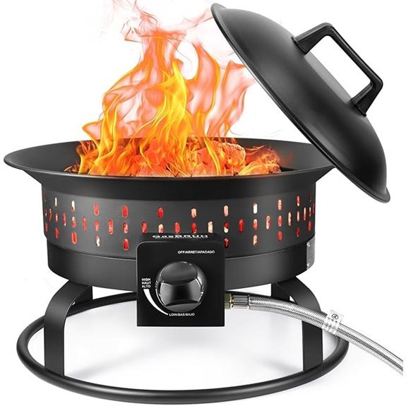Portable 19-Inch Propane Fire Pit with Cover and Handle