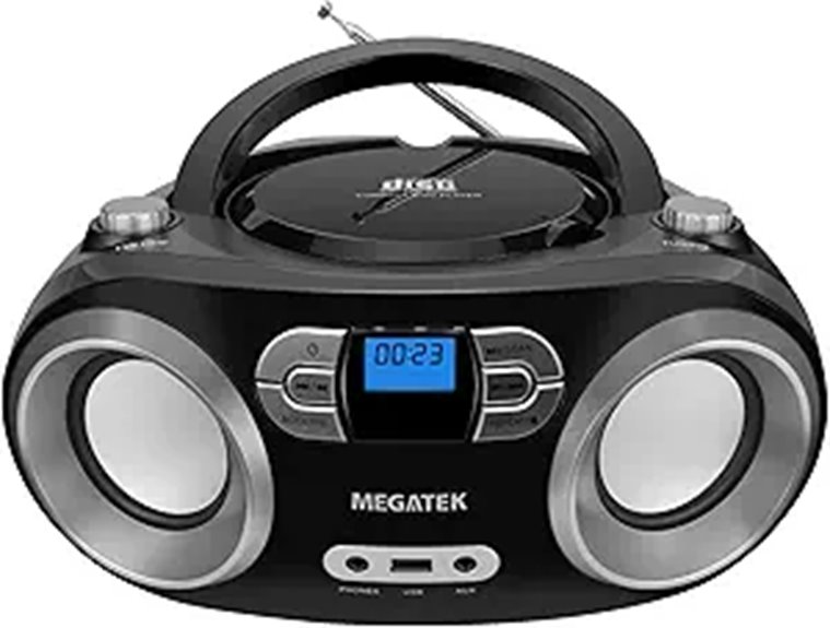 MEGATEK Portable CD Boombox with Bluetooth & FM
