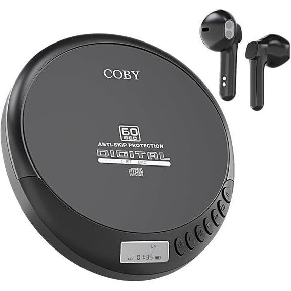 Coby Portable Bluetooth CD Player with Earbuds