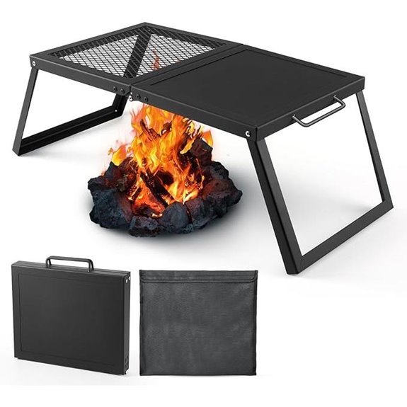 Odoland Folding Campfire Grill with Legs and Storage