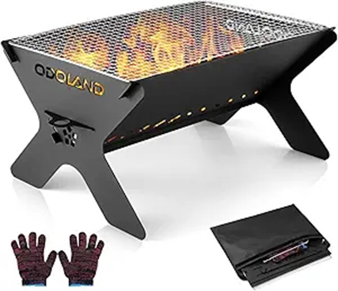 Odoland Portable Folding Camping Firepit & Grill