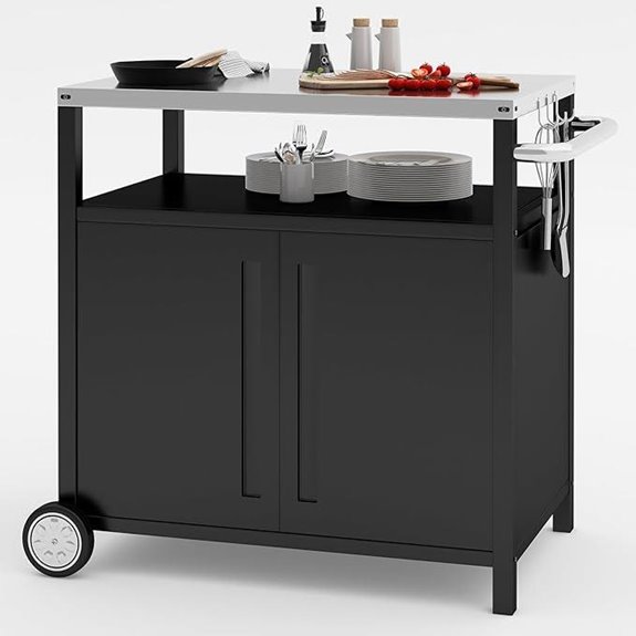 Outdoor Grill Cart with Storage and Wheels