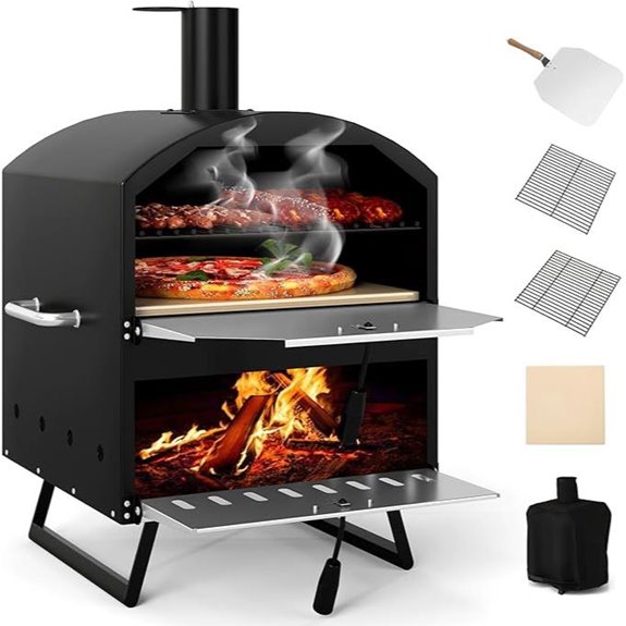 Giantex Outdoor Wood-Fired Pizza Oven with Portable Design