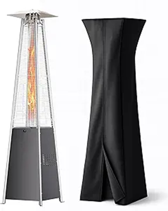 Pyramid Outdoor Patio Heater with Wheels and Cover