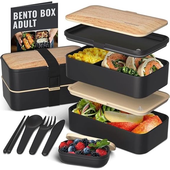 Premium Bento Box with Utensils and Compartments